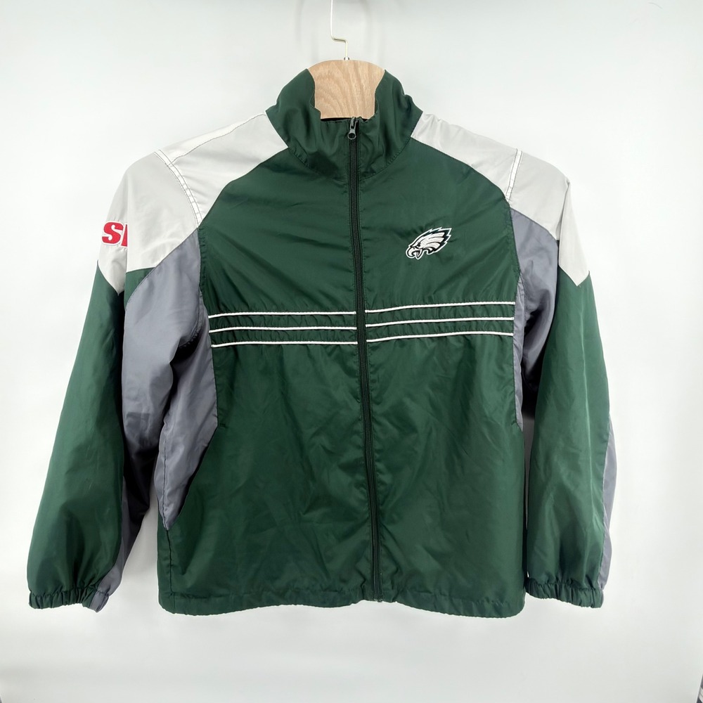 Reebok Philadelphia Eagles Windbreaker Jacket Mens Large L Full Zip Green NFL - Picture 1 of 5